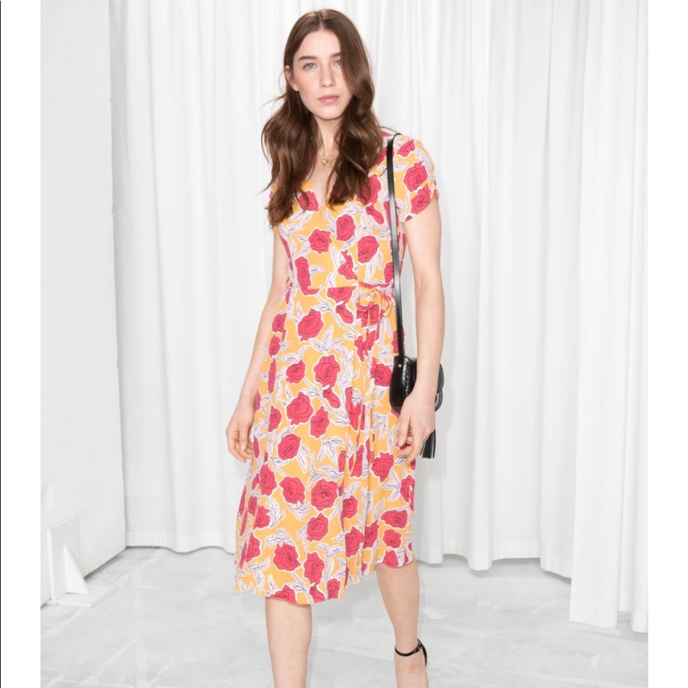 Floral Printed Wrap Dress in Rose Print